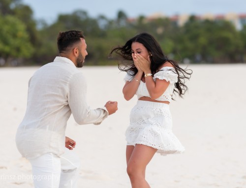 “Unforgettable Proposal: A Couple in Love Dressed in White on the Beautiful Beaches of Aruba”